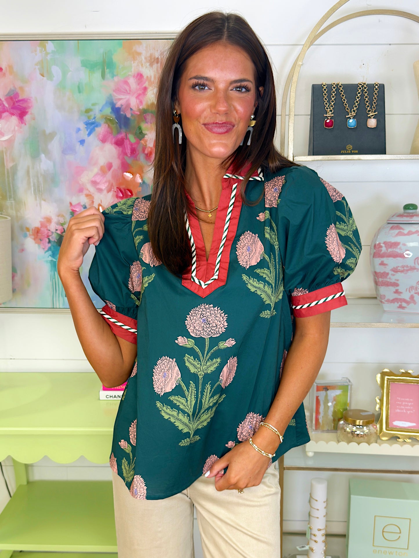 The Blythe Blouse-Short Sleeves-Entro-The Village Shoppe, Women’s Fashion Boutique, Shop Online and In Store - Located in Muscle Shoals, AL.