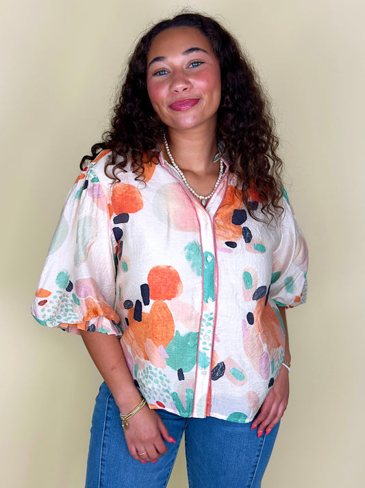 The Leslie Blouse-Blouse-GiGiO-The Village Shoppe, Women’s Fashion Boutique, Shop Online and In Store - Located in Muscle Shoals, AL.