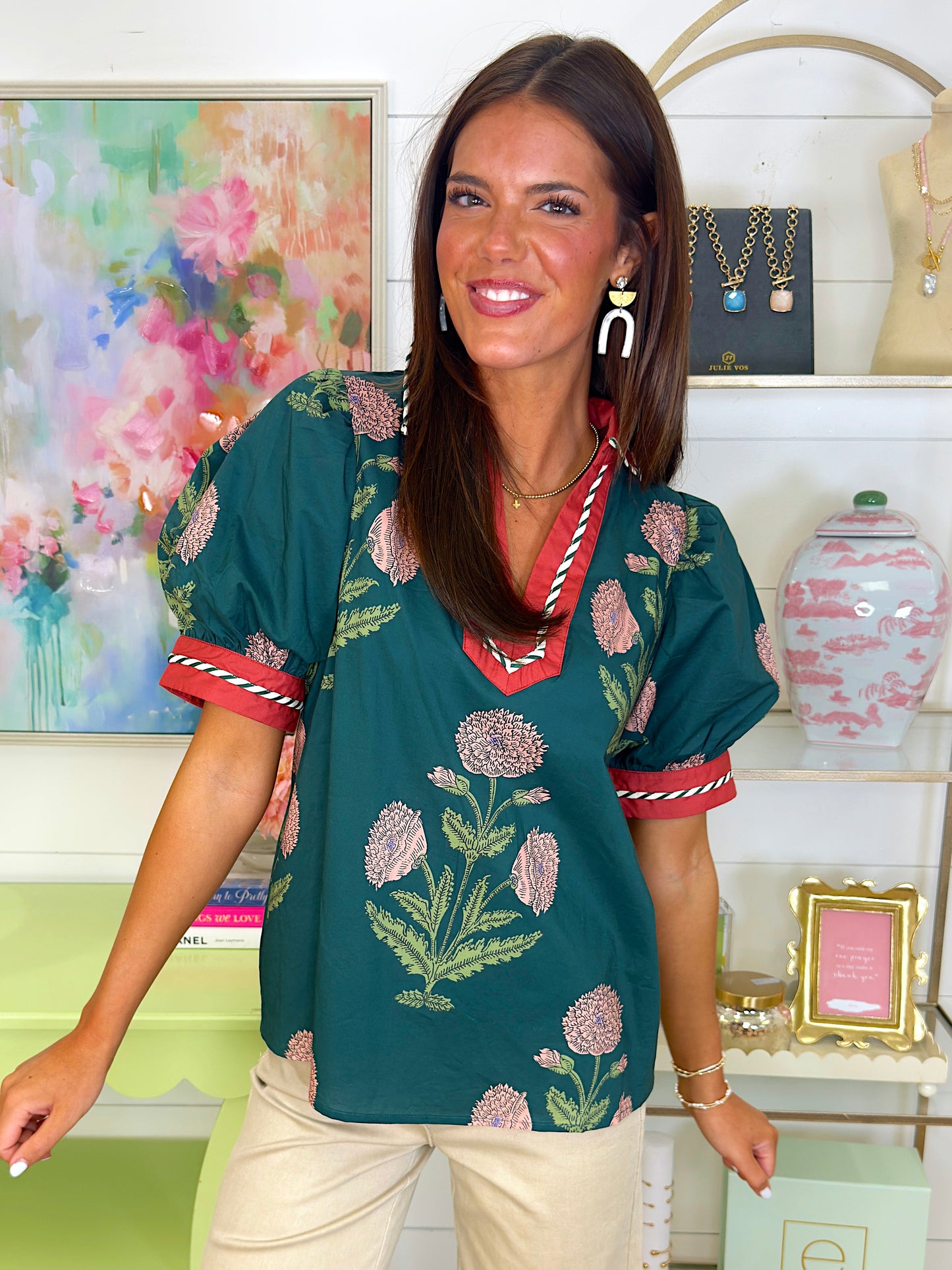 The Blythe Blouse-Short Sleeves-Entro-The Village Shoppe, Women’s Fashion Boutique, Shop Online and In Store - Located in Muscle Shoals, AL.