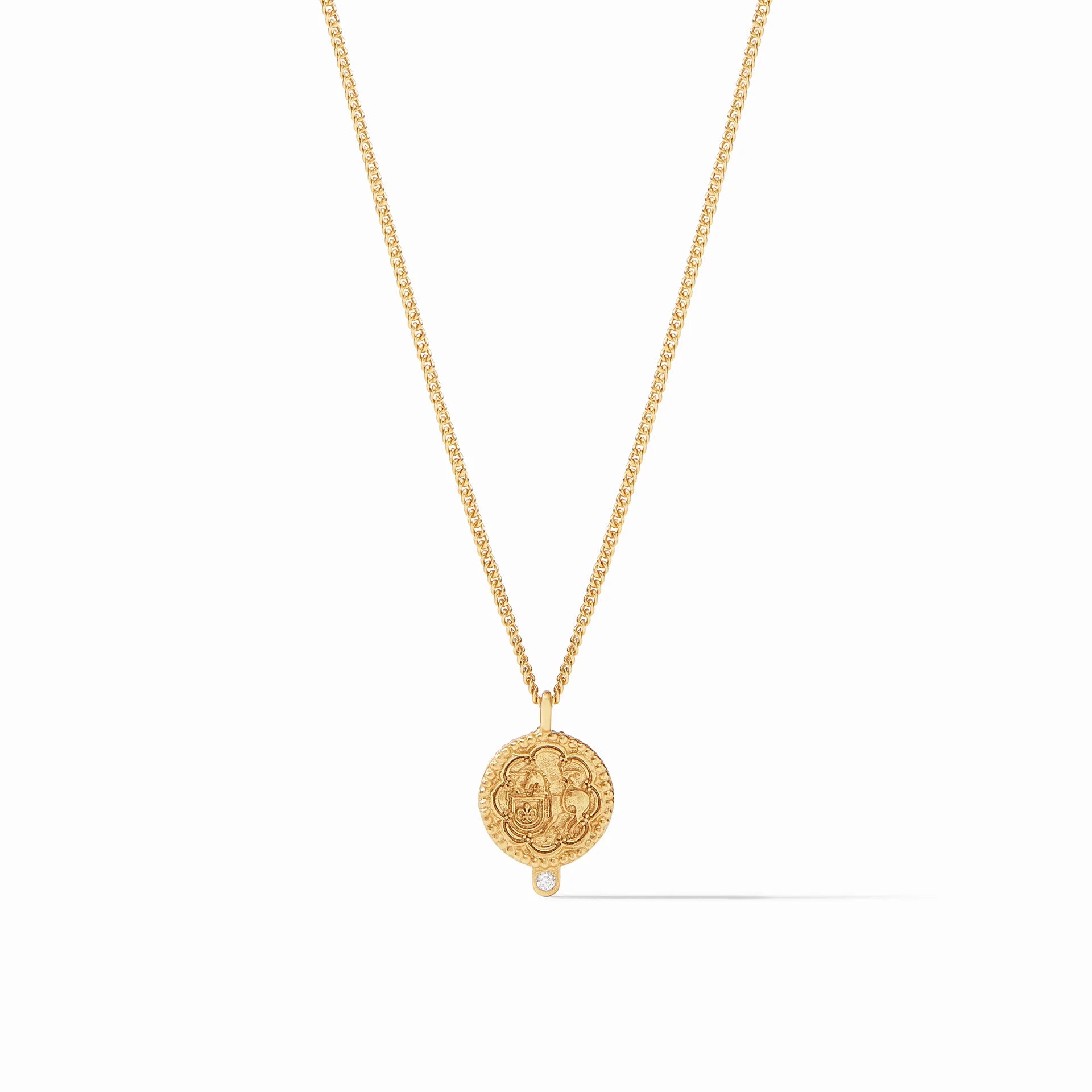 Julie Vos Trieste Coin CZ Solitaire Necklace-Not in Shopify - CJC-Julie Vos-The Village Shoppe, Women’s Fashion Boutique, Shop Online and In Store - Located in Muscle Shoals, AL.