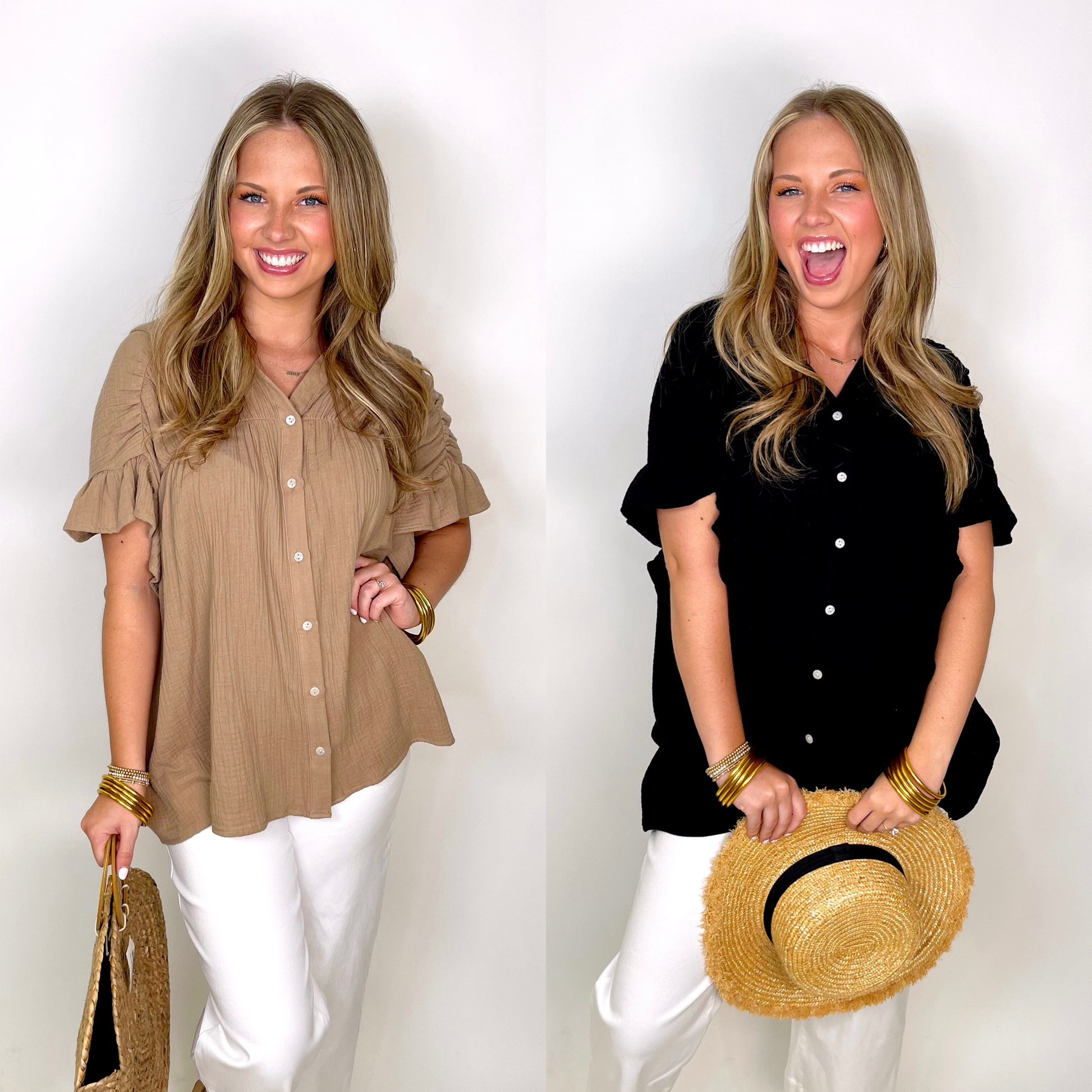 The Bradley Button Down-Button-Ups-BiBi-The Village Shoppe, Women’s Fashion Boutique, Shop Online and In Store - Located in Muscle Shoals, AL.
