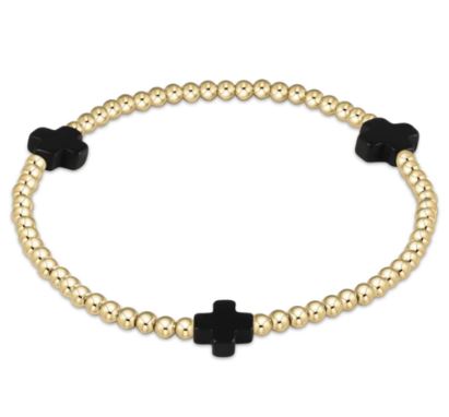 E Newton Signature Cross Gold Pattern 3mm Bead Bracelet-Bracelets-ENEWTON-The Village Shoppe, Women’s Fashion Boutique, Shop Online and In Store - Located in Muscle Shoals, AL.